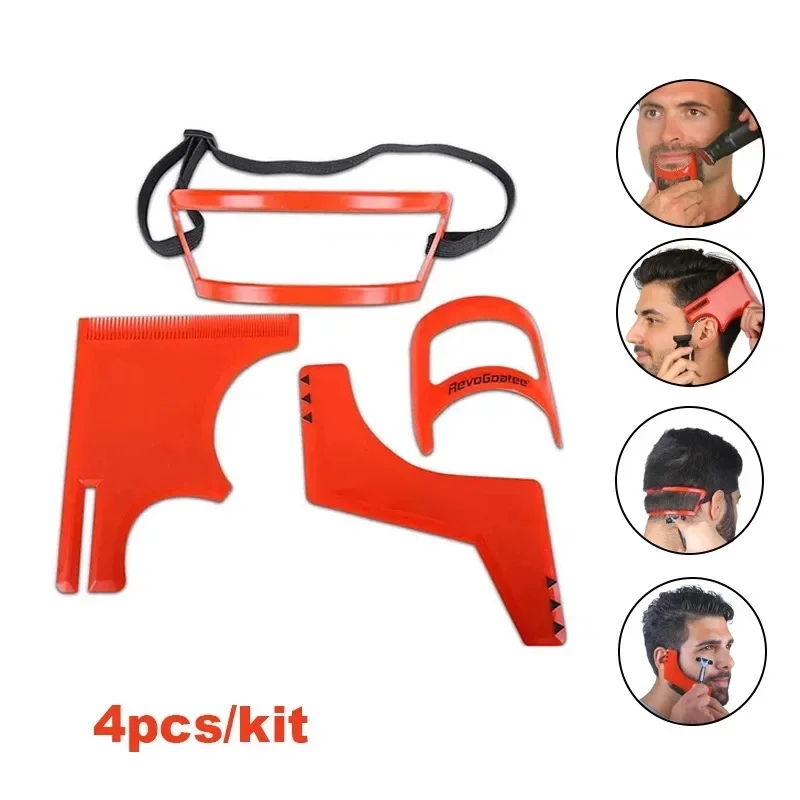 Mens Grooming Tools - 2/4Pcs Men's Beard CombsผมTrimmersพลาสติกMen Beard Shapingจัดแต่งทรงผมหวีเครื่องมือความงามสําหรับผมเคราTrimแม่แบบไม้บรรทัด