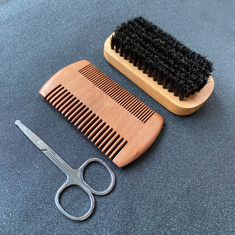 Men'S Grooming Organizer - ชุดดูแลเคราสำหรับผู้ชาย, แปรงปัดเครา, วัสดุขนแปรง, หวีเครา, กรรไกร, พร้อมถุงเก็บของ,