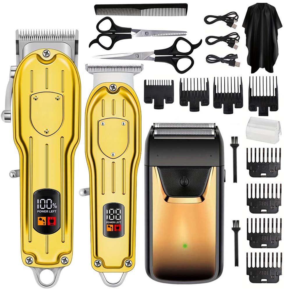 Mens Grooming Tools - ชุดเครื่องตัดผมมืออาชีพพร้อมหน้าจอ LCD, เครื่องตัดแต่งหนวดไร้สายและเครื่องโกนหนวดแบบฟอยล์สำหรับผู้ชาย, ชุดอุปกรณ์ดูแลตัวเองแบบชาร์จ USB พร้อมหัวตัดหลายขนาดและอุปกรณ์เสริม