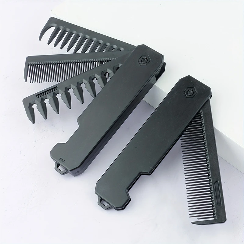 Men'S Grooming Organizer - หวีจัดแต่งทรงผม 3-in-1 แบบพับได้สำหรับผู้ชาย หวีสำหรับจัดแต่งหนวดเครา หวีสำหรับจัดแต่งทรงผม เครื่องมือจัดแต่งทรงผม