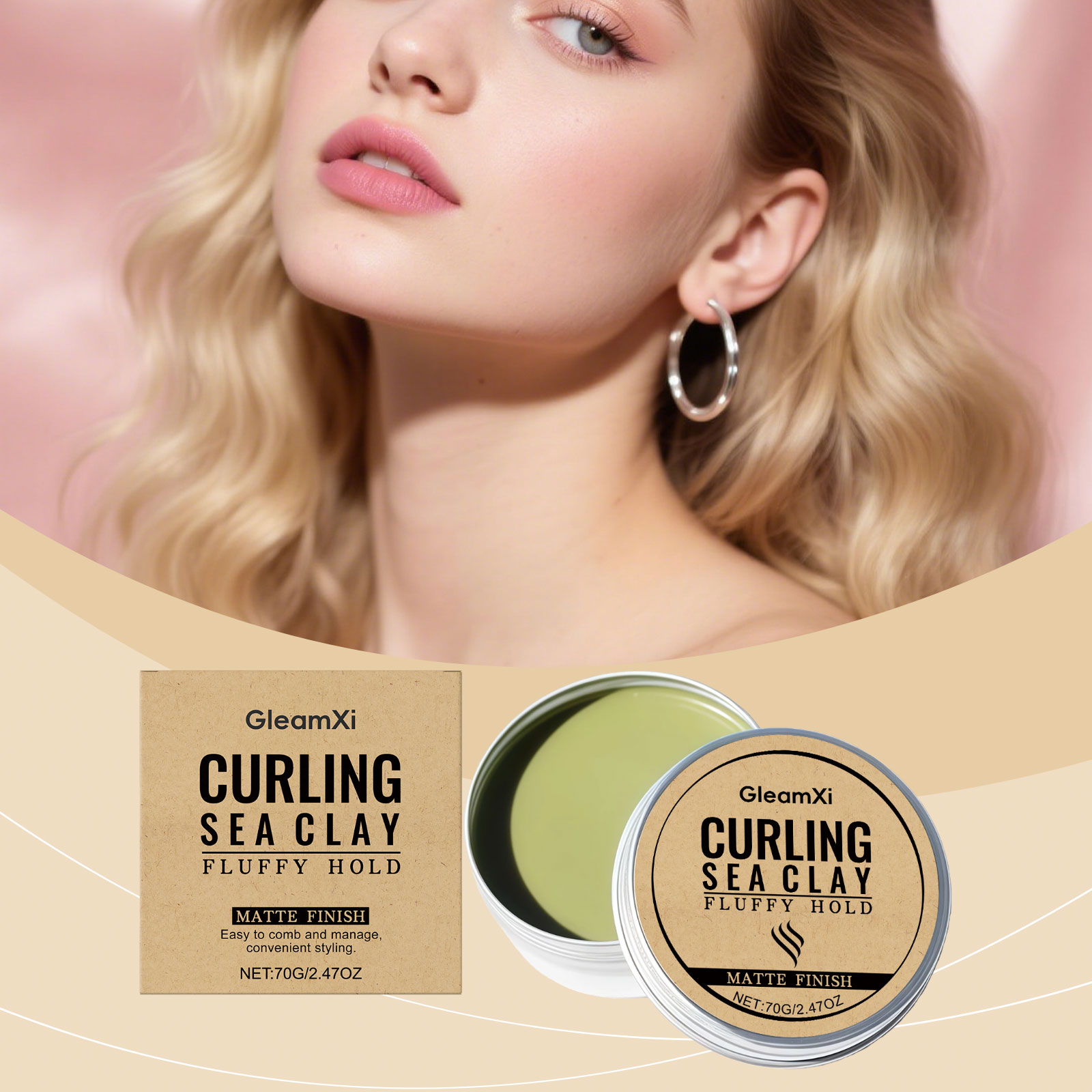 Pomade Hair Clay - ดินเหนียวจัดแต่งทรงผมหยิก - จัดทรงได้อย่างยืดหยุ่นเป็นธรรมชาติ ให้ผมเด้ง มีวอลลุ่ม น้ำหนักเบา