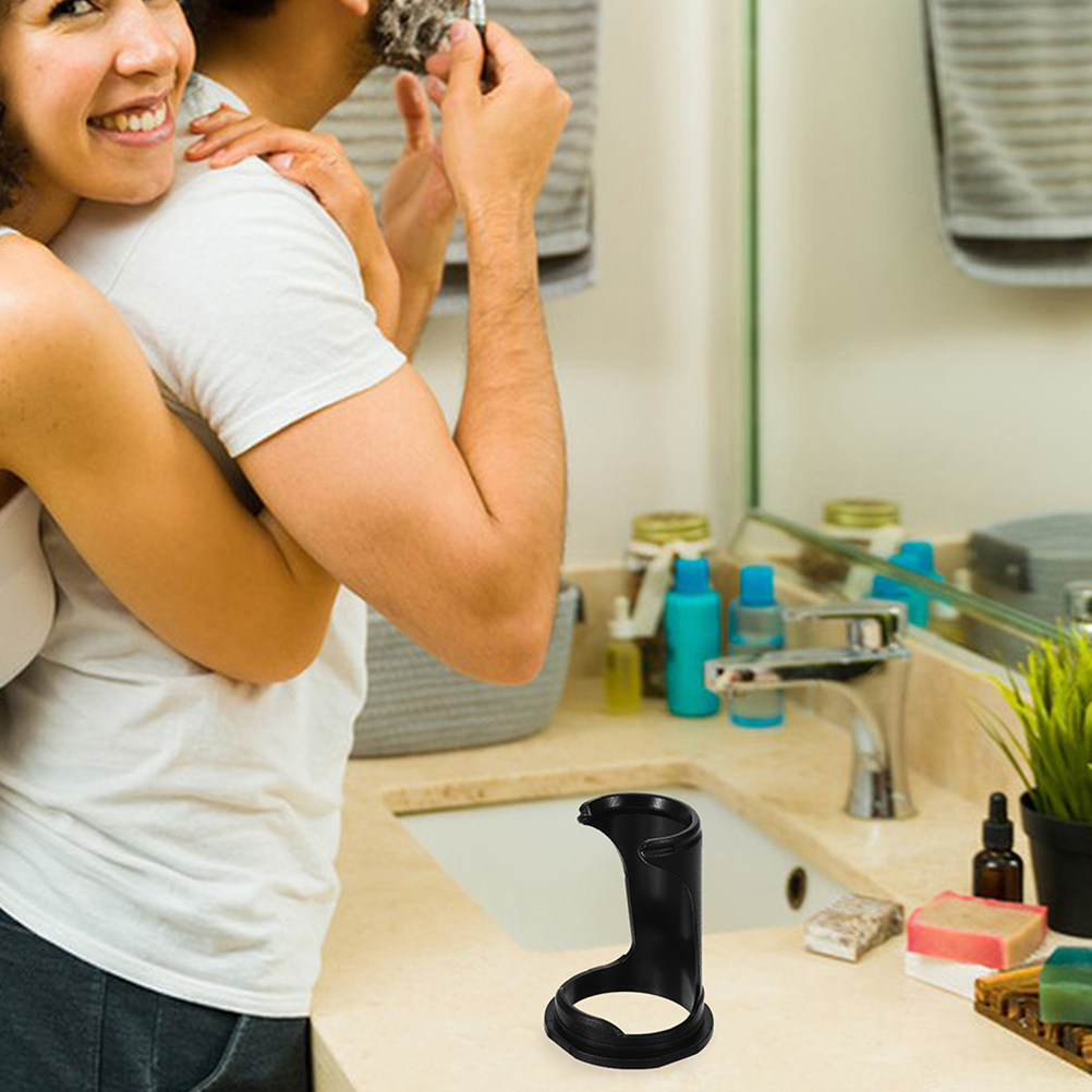 Mens Grooming Tools - ที่วางแปรงโกนหนวดพลาสติก 2 ชิ้นสำหรับผู้ชาย อุปกรณ์จัดเก็บเครื่องมือดูแลหนวดแบบพกพา ที่วางมีดโกนบนโต๊ะ ประหยัดพื้นที่สำหรับแปรงโกนหนวด