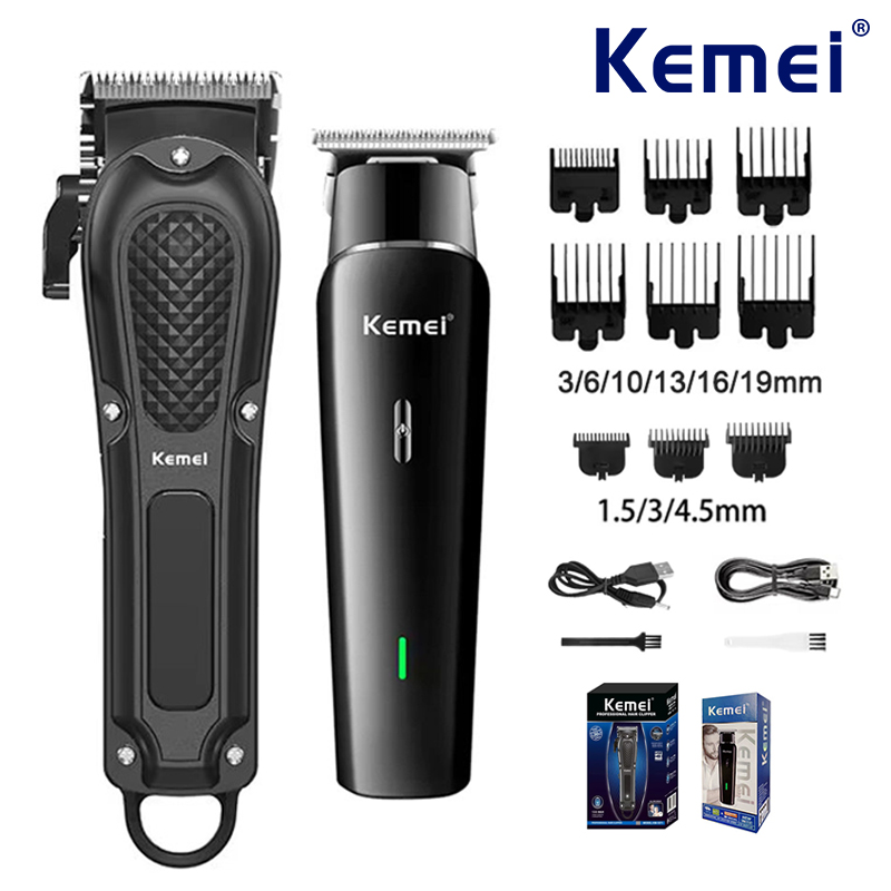 Mens Grooming Tools - ชุดเครื่องตัดผมไฟฟ้า Kemei แบบชาร์จไฟได้ผ่าน USB เครื่องเล็มหนวดเคราสำหรับผู้ชาย เครื่องตัดผมไฟฟ้าทรงพลัง