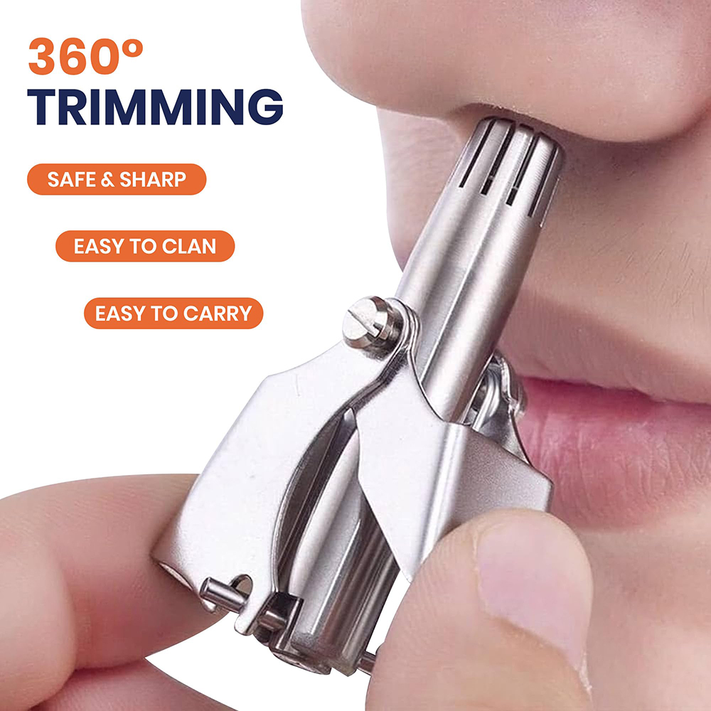 Men'S Grooming Nose Hair Trimmer - เครื่องตัดขนจมูกและขนหูแบบพกพา สแตนเลสสตีล กันน้ำ ล้างทำความสะอาดง่าย เหมาะสำหรับการเดินทาง สำหรับผู้ชาย