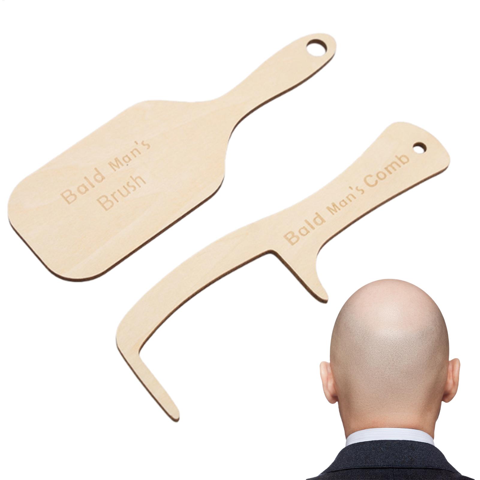 Men'S Grooming Organizer - หวีแปรงผมสำหรับคนหัวล้าน 2 ชิ้น ของเล่นตลก หวีแปรงผมสำหรับคนหัวล้าน ขัดเงา